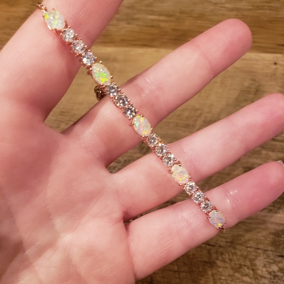 Fiery Opal tennis bracelet with Swarovski crystals Fiery Opal tennis bracelet with Swarovski crystals